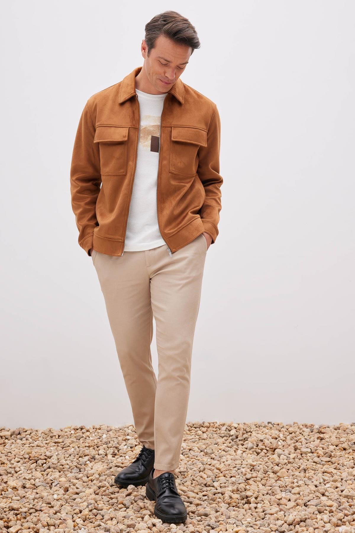 Suede sales polo jacket