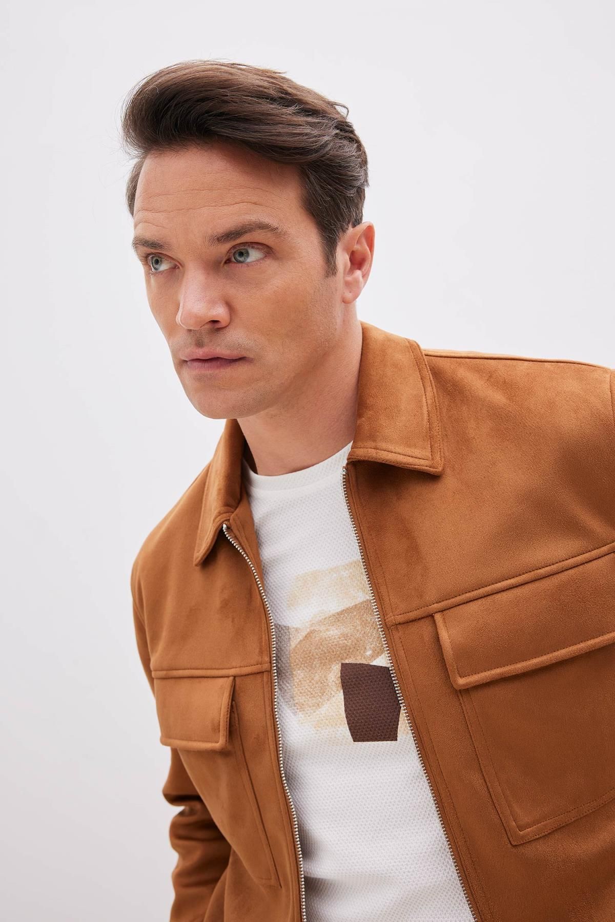 Suede polo jacket hotsell