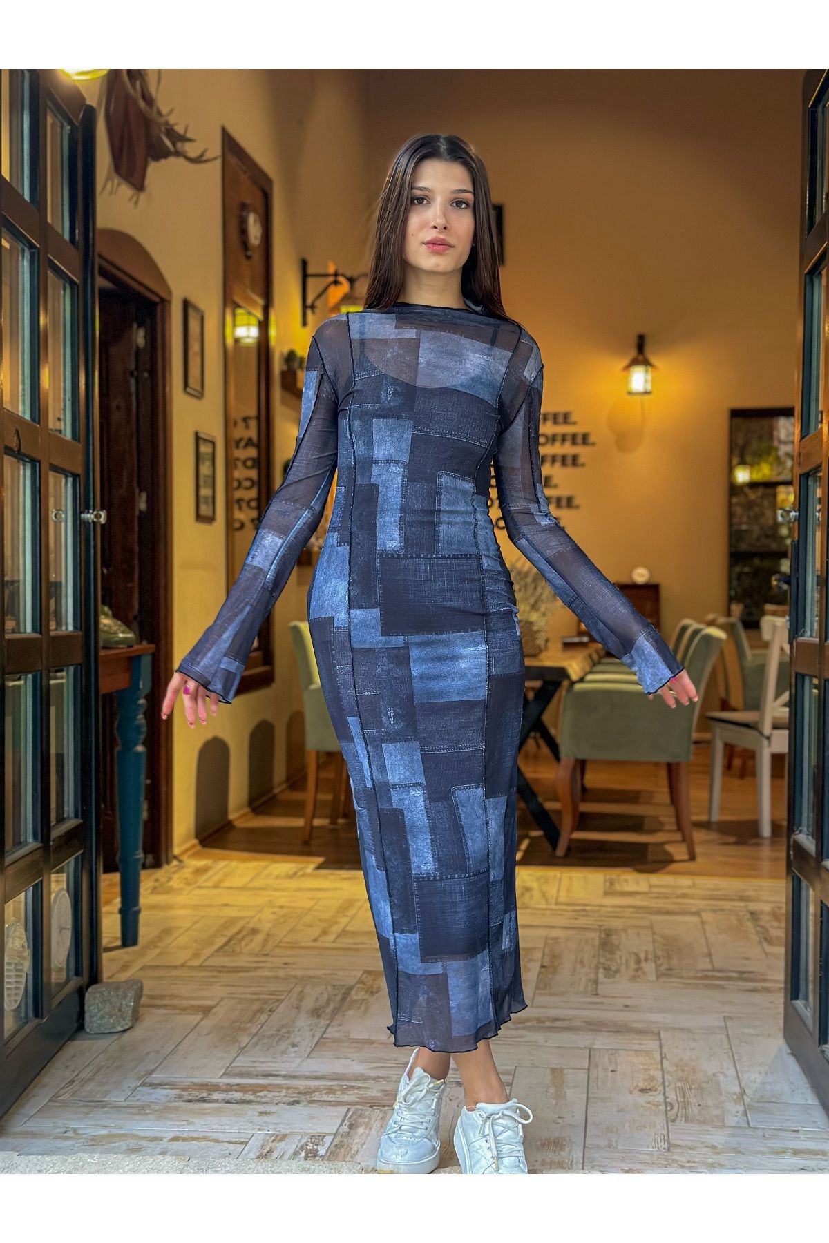 Denim and tulle hot sale dress womens