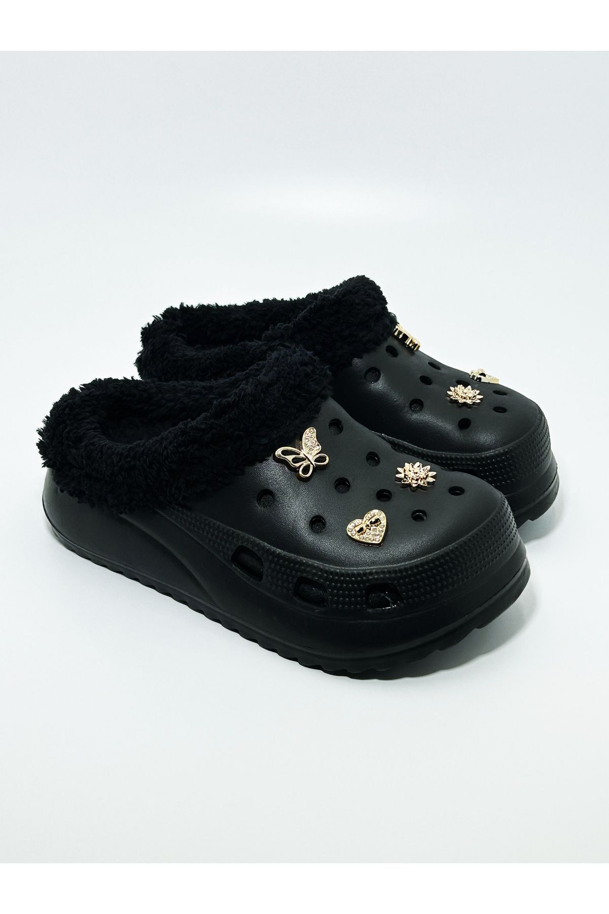 Ak nal Bella Women s Stone Crocs Style Winter Slippers Trendyol