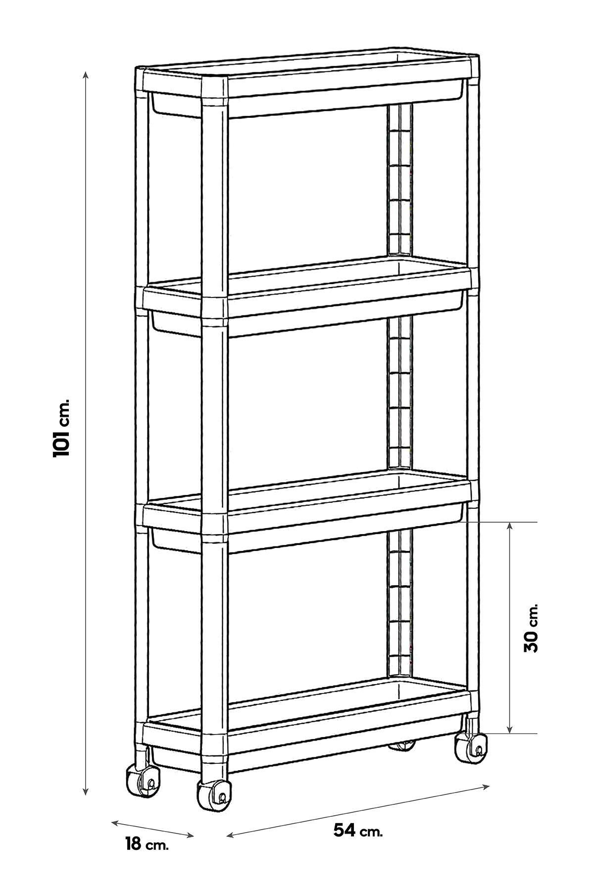 Mowo Home Slim 4 Tier Wheeled Bathroom Shelf Unit WHITE Kitchen