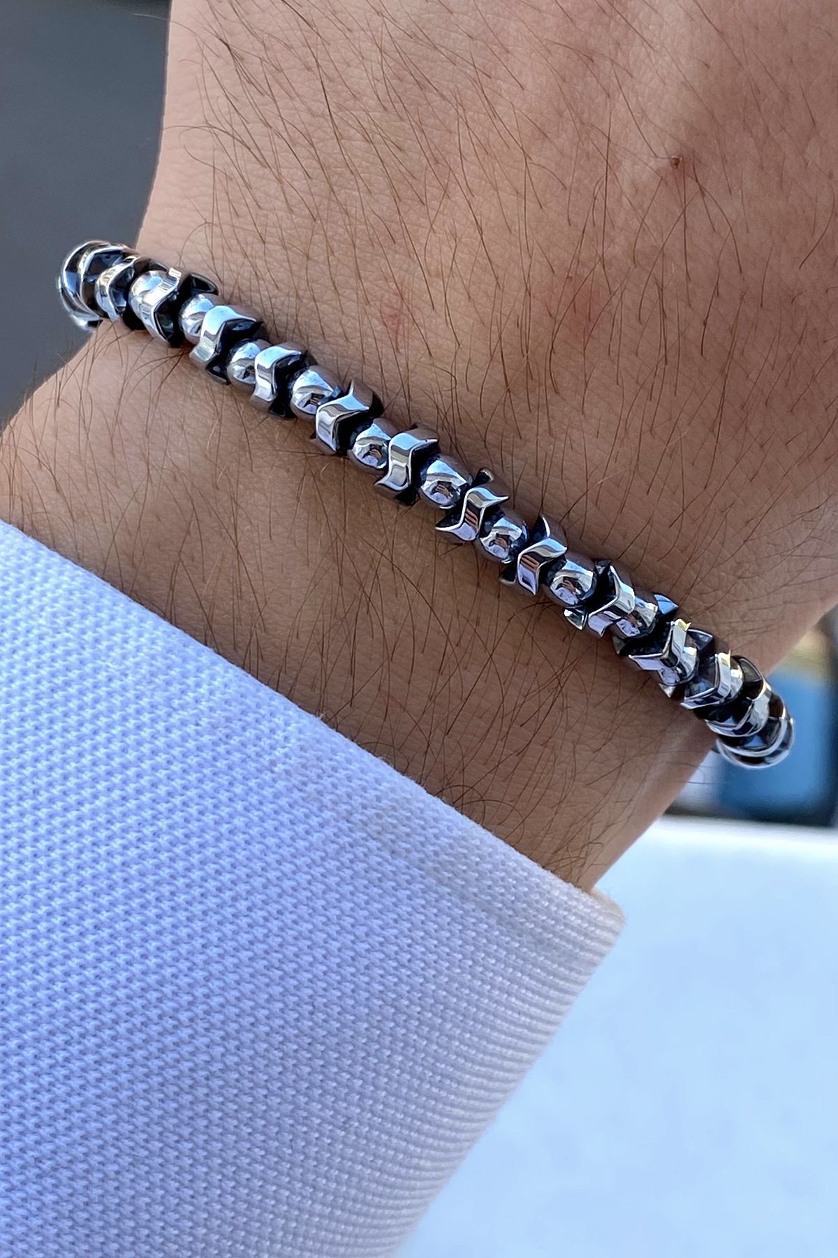 Stone bracelet shop silver