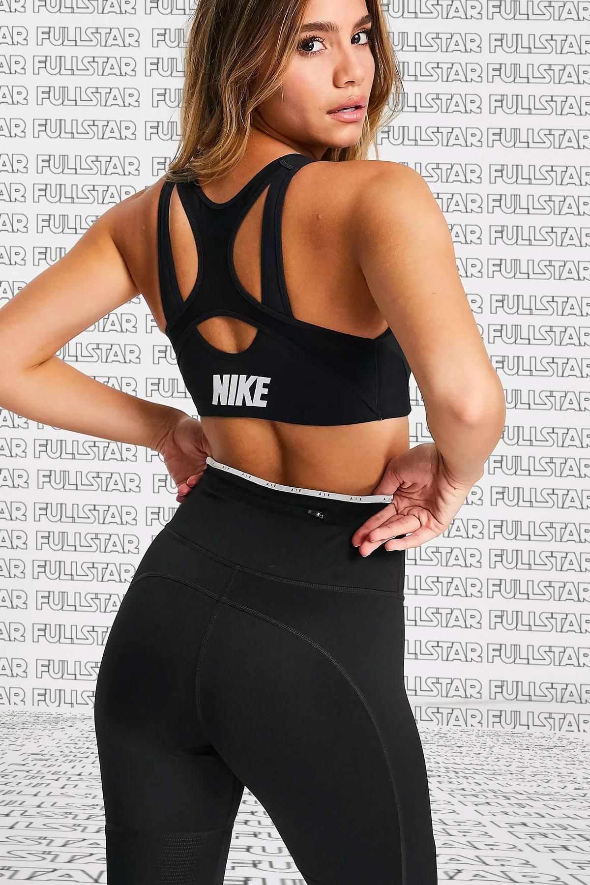 Nike Dri Fit Shape High Support Zip Bra Zippered Sports Bra Black - Trendyol