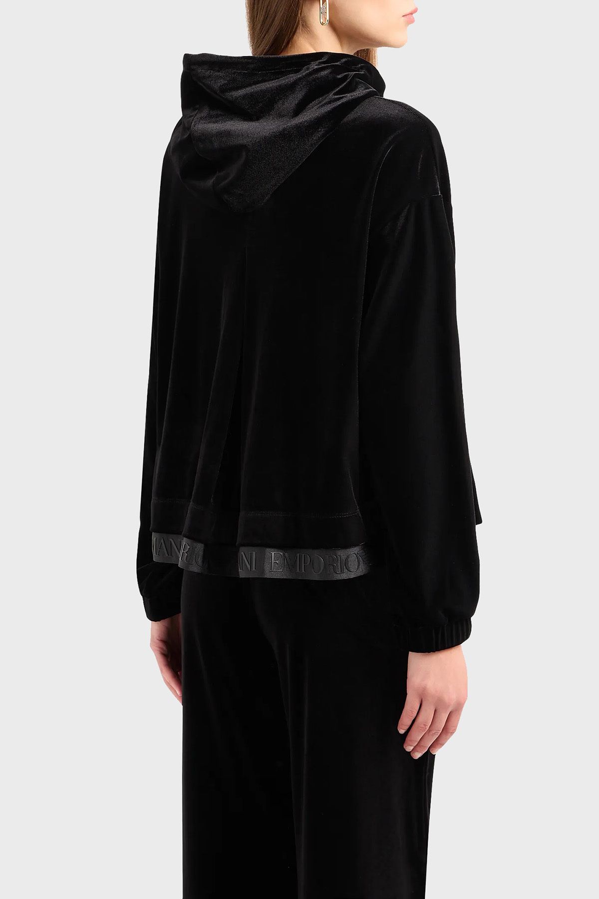 Emporio armani chenille zip hooded sweatshirt hot sale