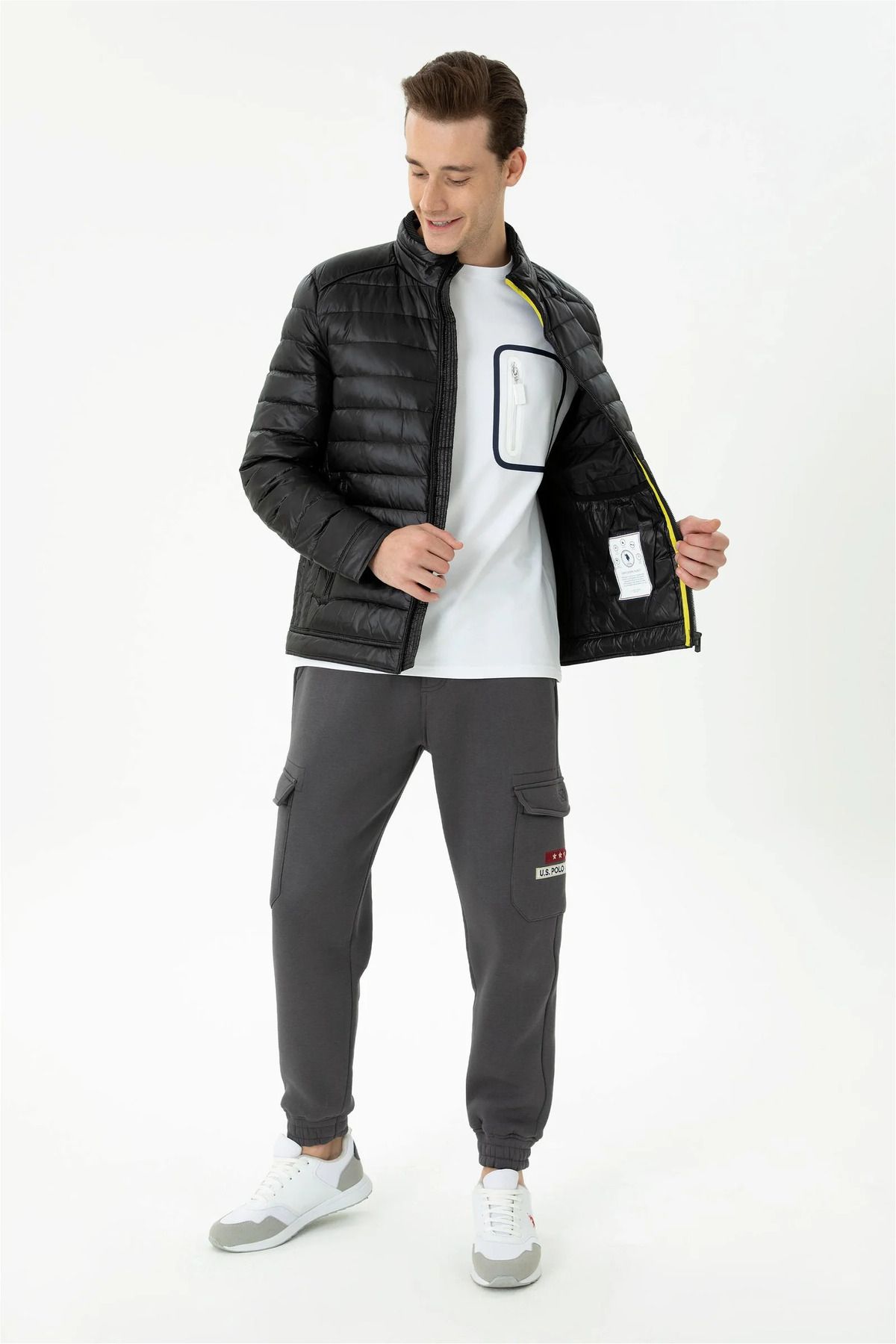 Black and white shop polo jacket