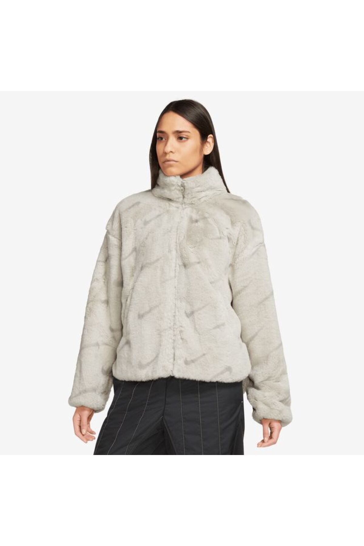 Nike women's plush hotsell faux fur jacket