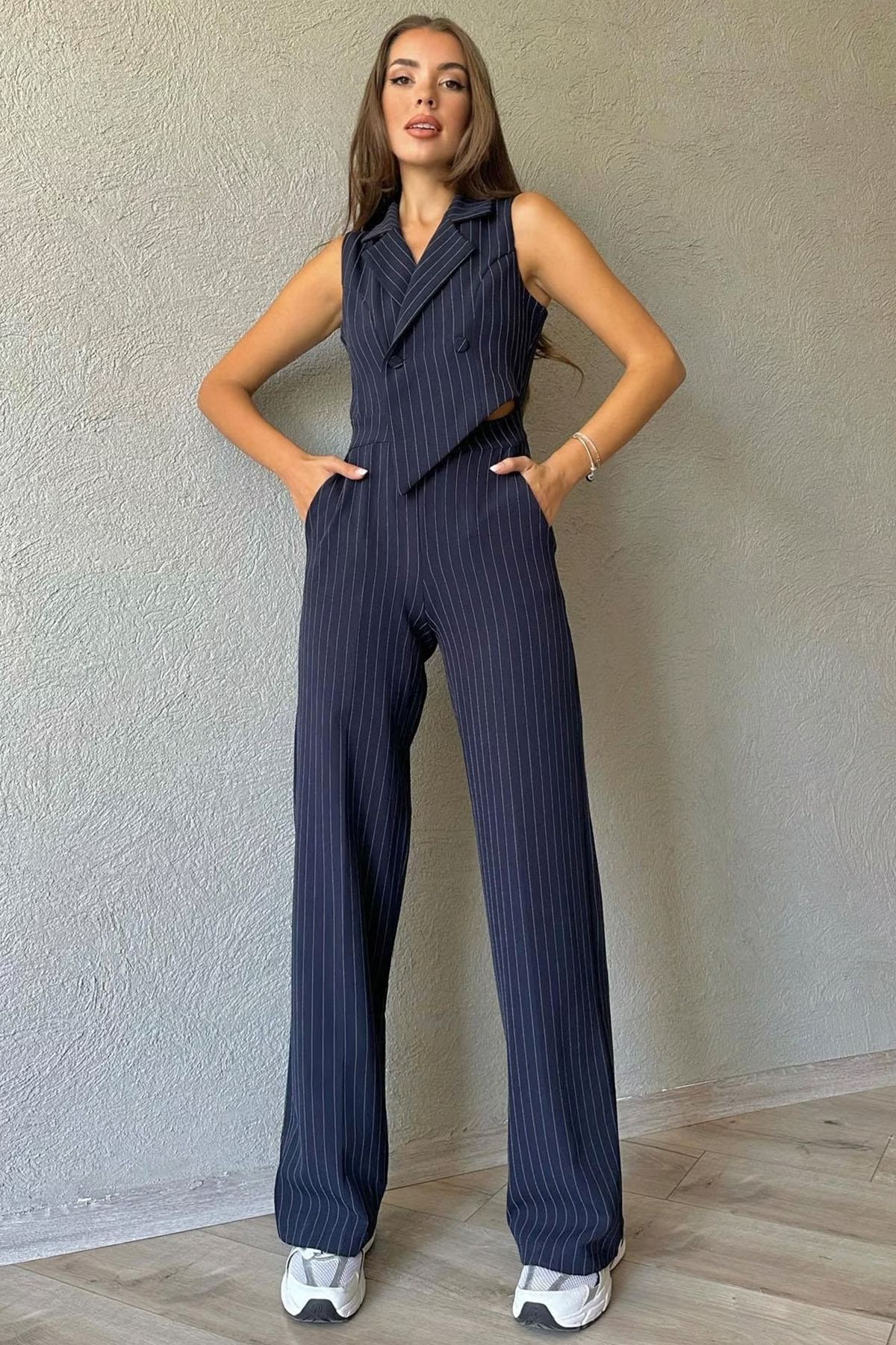 Navy jumpsuit hot sale with jacket