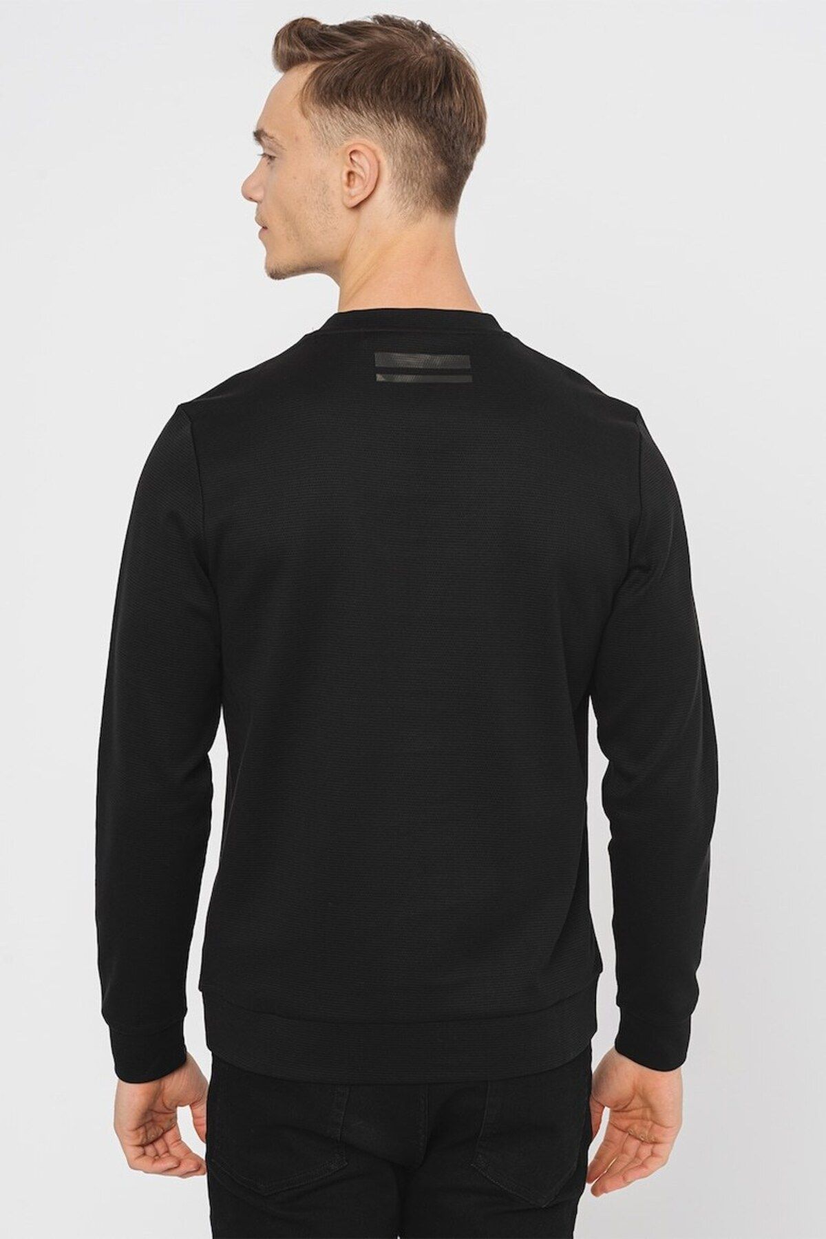 Boss Men s Brand Logo Round Neck Long Sleeve Black Sweatshirt