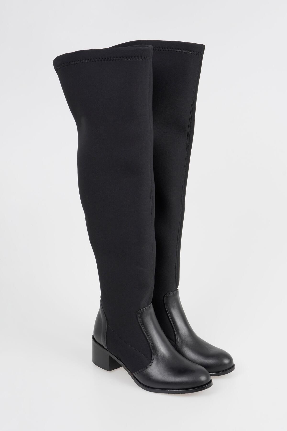 Genuine leather wide calf boots hotsell