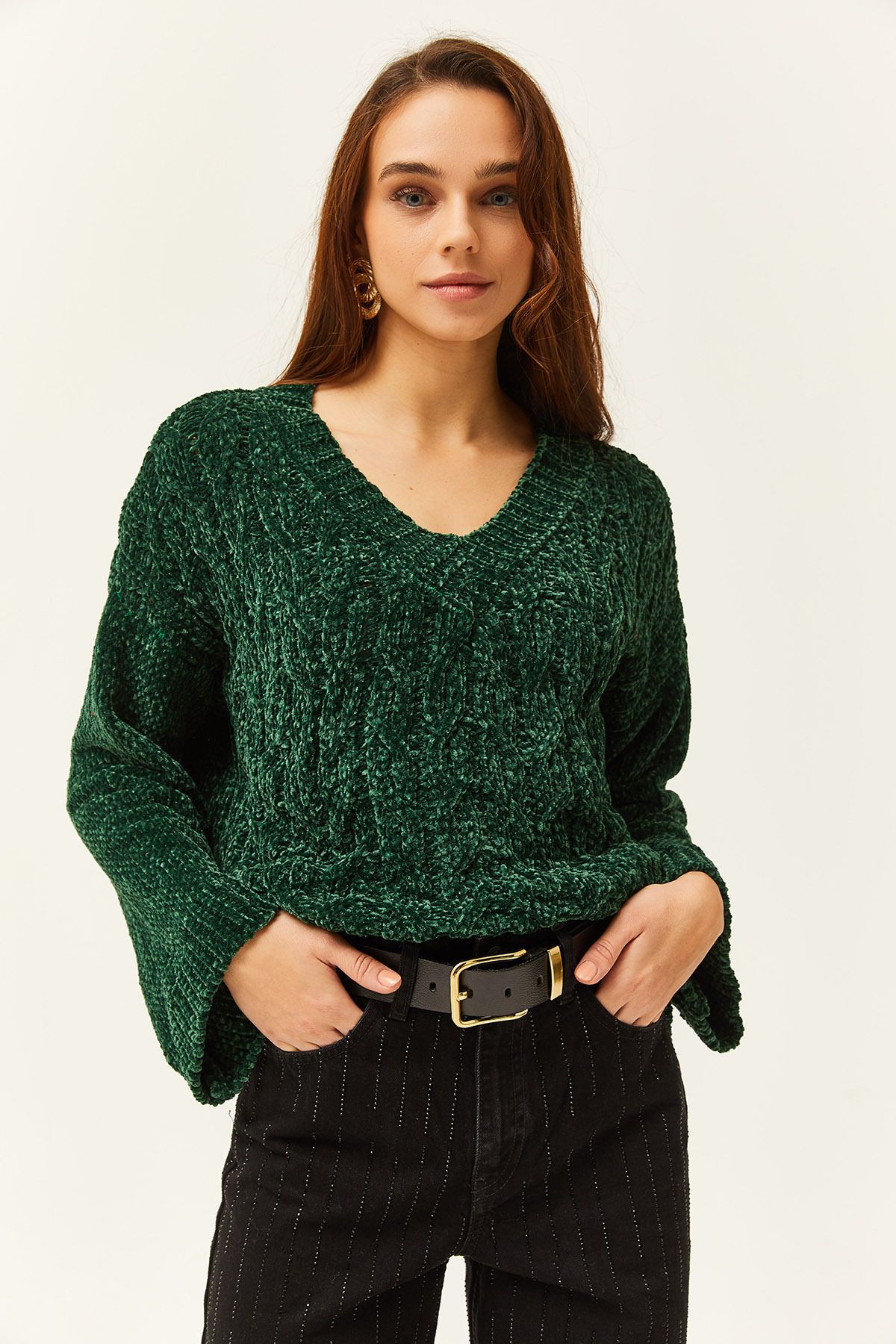 Emerald green chenille sweater store