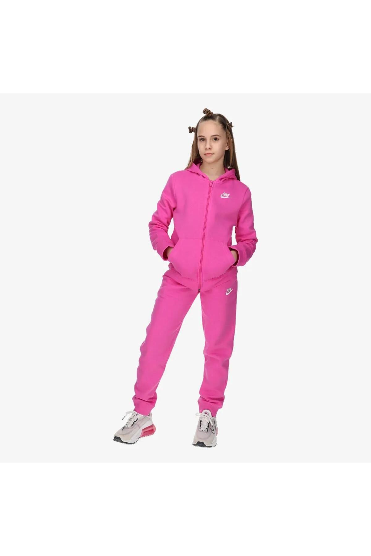 Nike TRC Suit Core Unisex Children s Fleece Hooded Pink Tracksuit