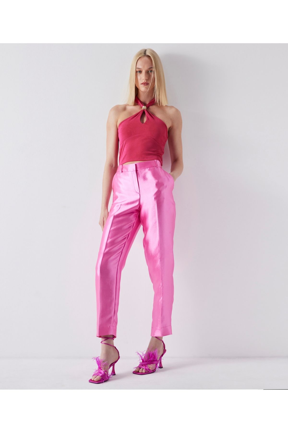 Textured online cigarette trousers