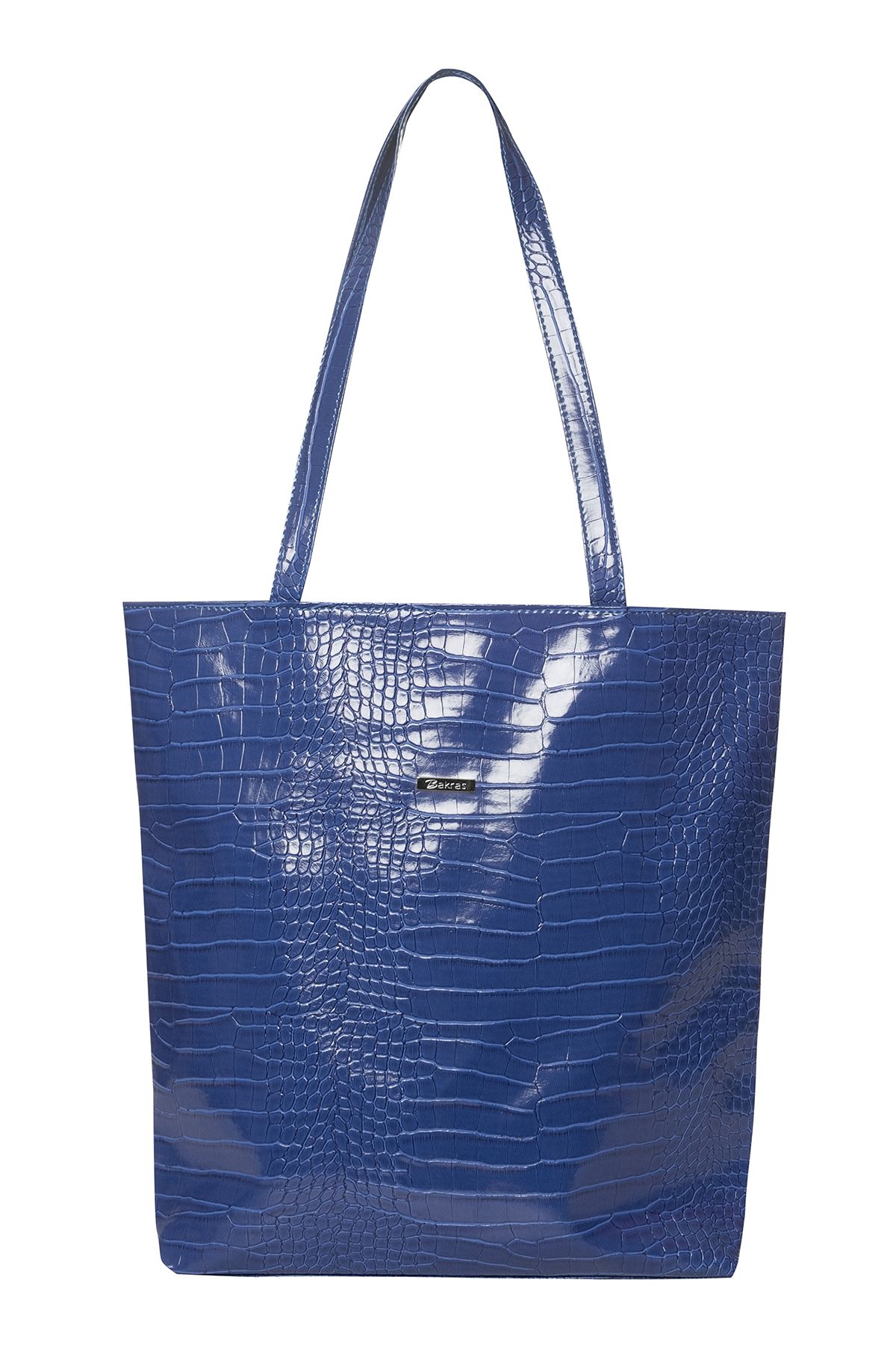 Bakras Cobalt Blue Shoulder Bag with Crocodile Pattern