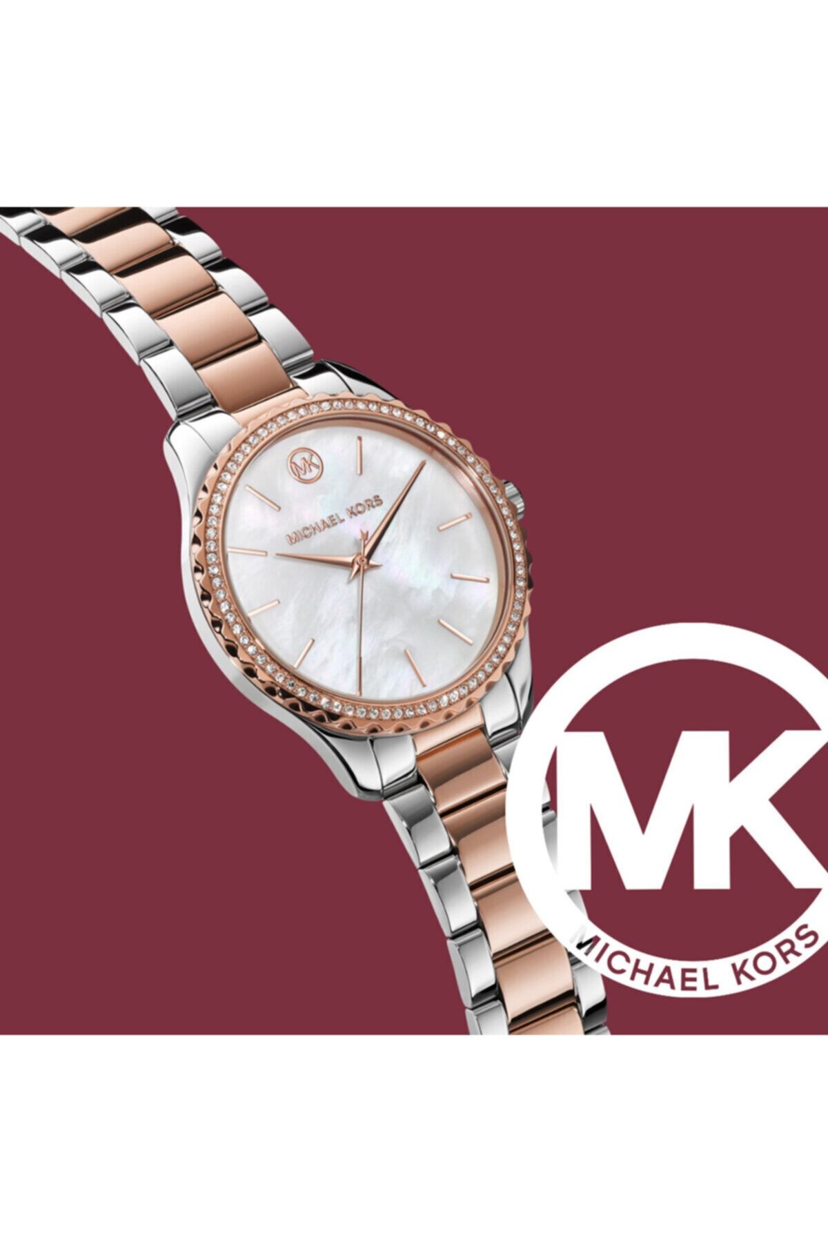 Mk silver and online rose gold watch