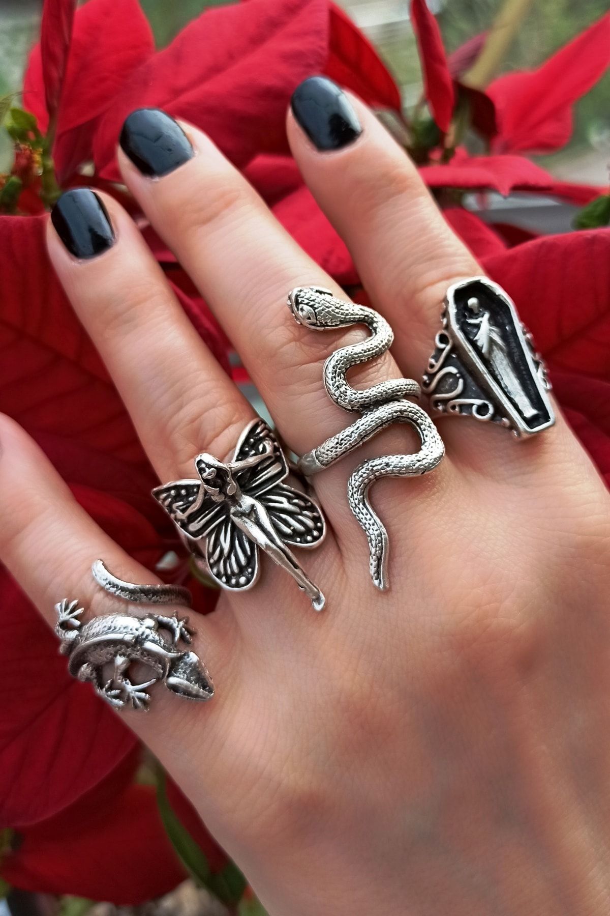 Nail rings set in silver - MAM