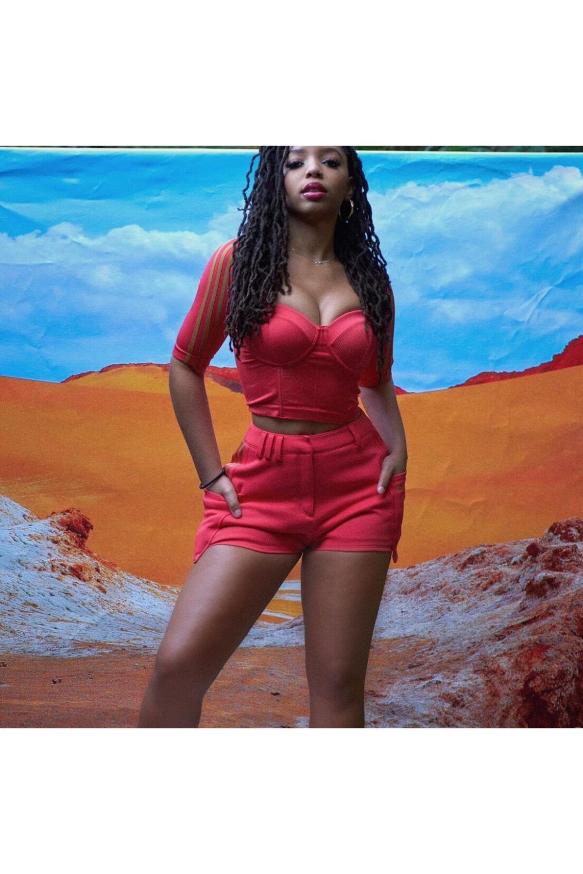 adidas Beyonce Ivy Park Circular Knit Crop Top Real Coral Top