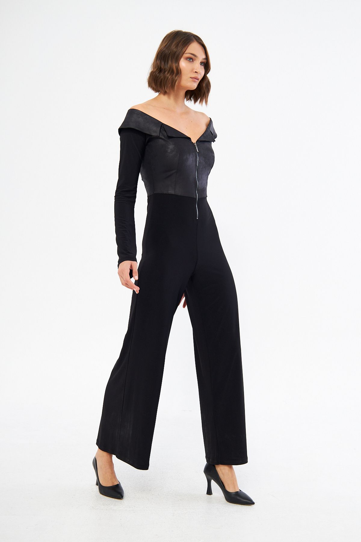 LAMANTE Jumpsuit Black Bootcut Flared Trendyol