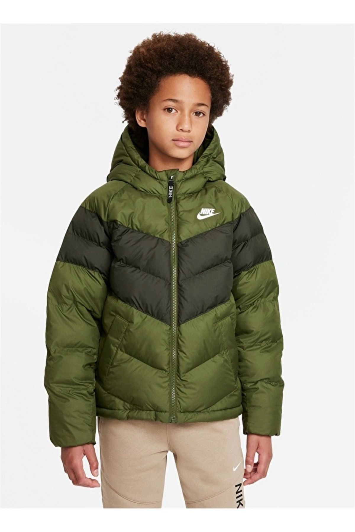 Nike Winter Jacket Khaki Regular fit Trendyol
