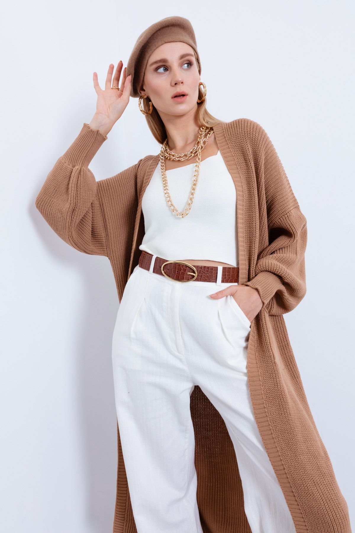 Tan maxi cardigan store