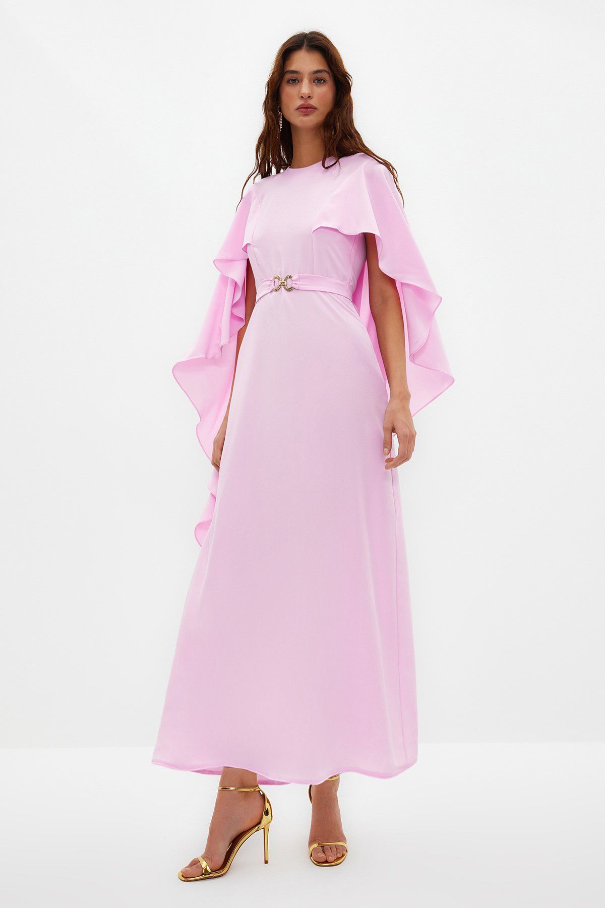 Belted cape dress top