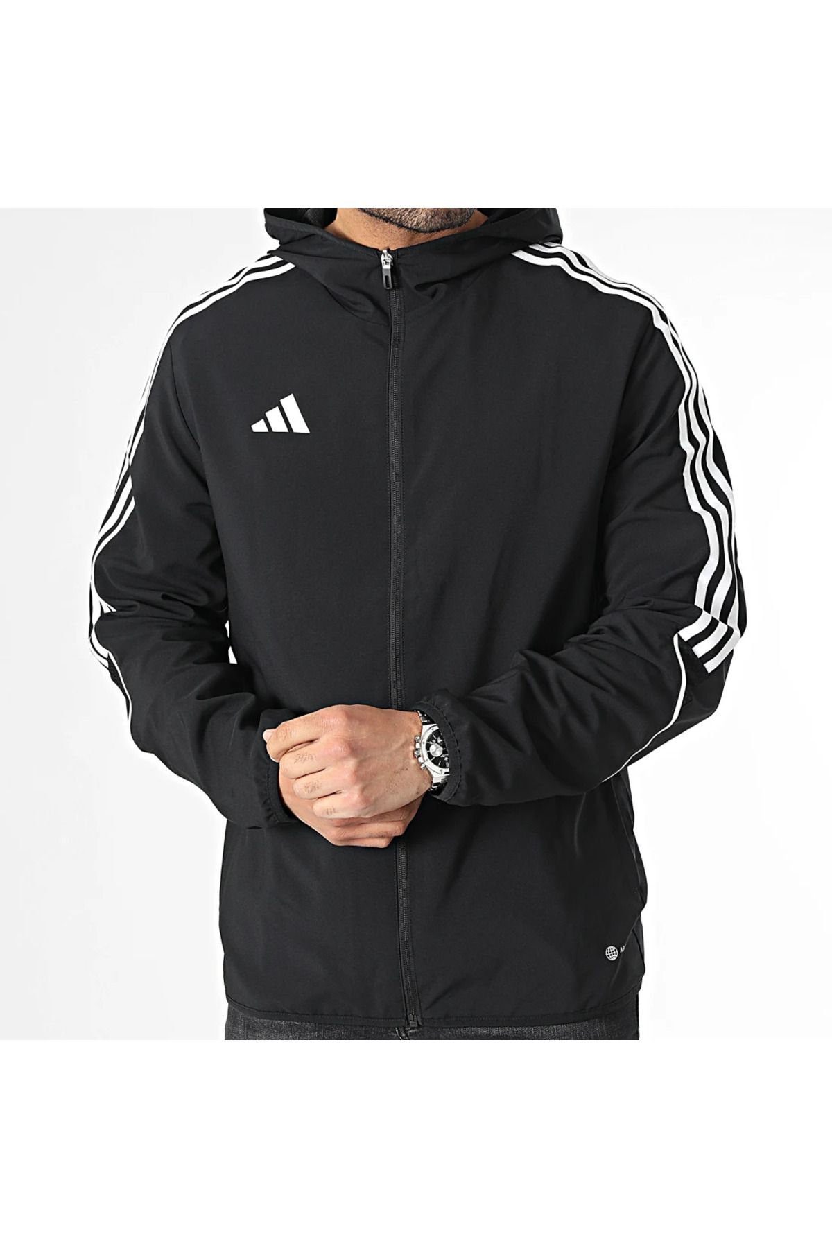 Adidas black cheap on black jacket