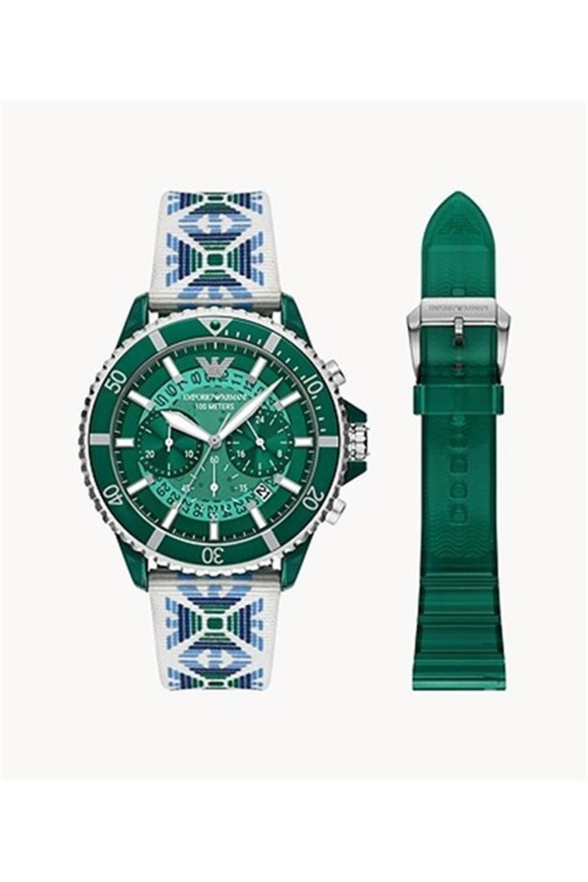Green armani watch on sale