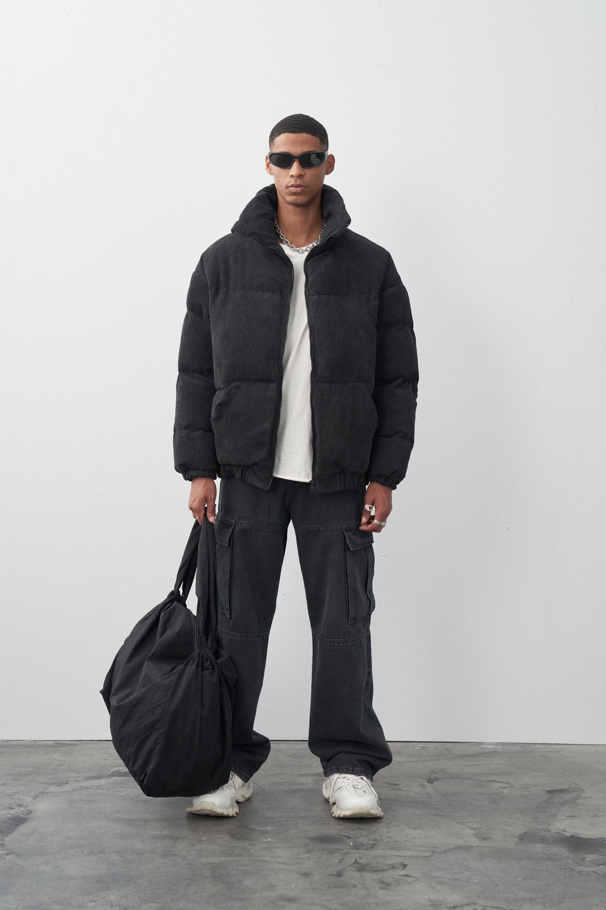 Black velvet discount puffer jacket
