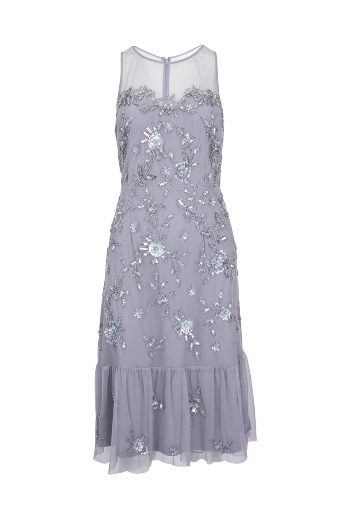 Vakko Evening Prom Dress Silver colored Midi Trendyol