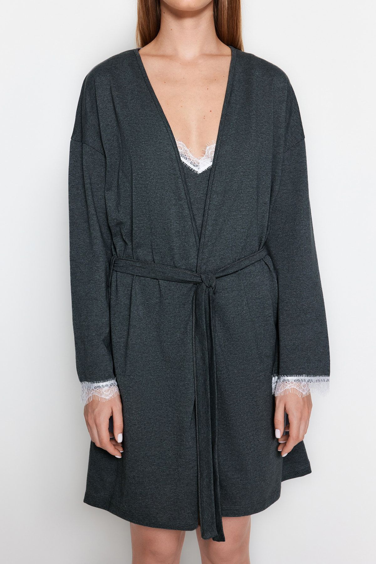Cotton lace dressing gown store