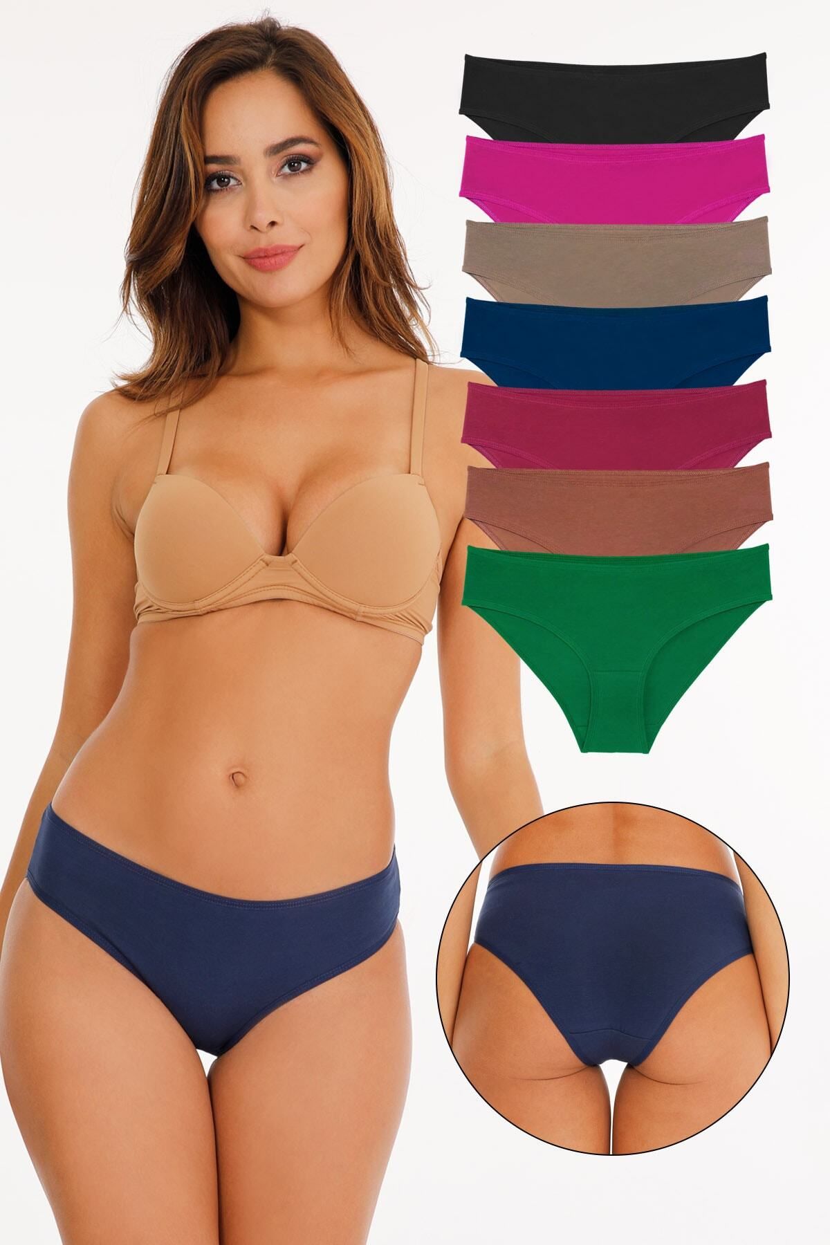 7 Pcs Women's Mixed Color String Bikini Panties, Low Waist Ribbed Thong,  Women's Underwear & Lingerie