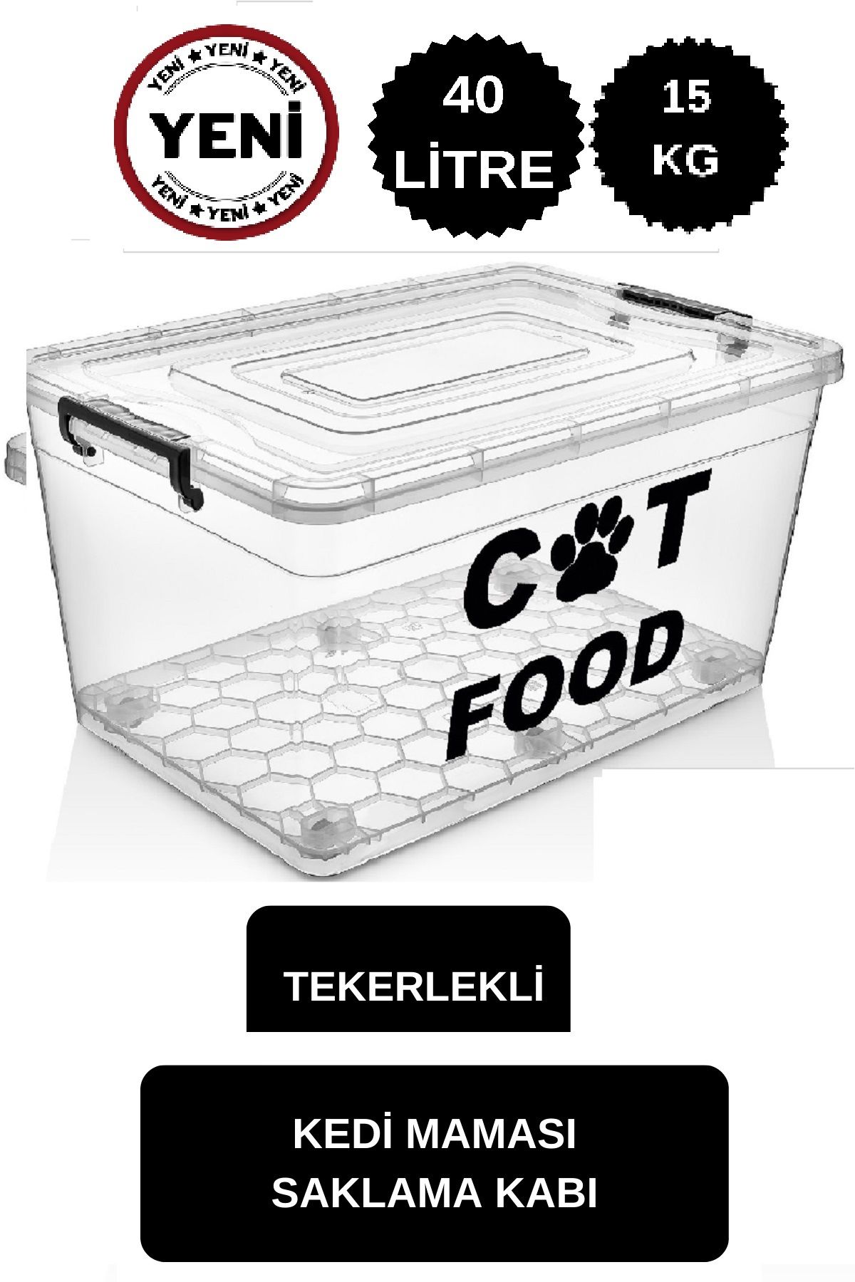 DEEMBRO Cat Food Storage Container with Wheels 15 Kg Food Storage