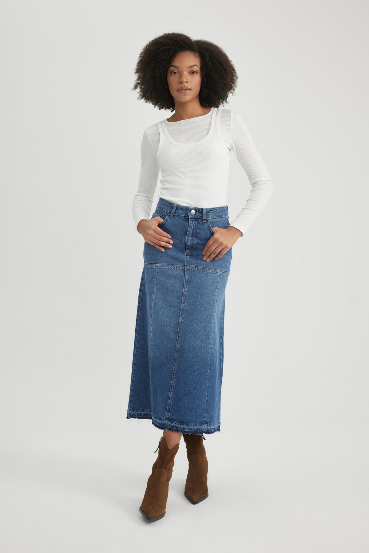 Denim midi deals full skirt