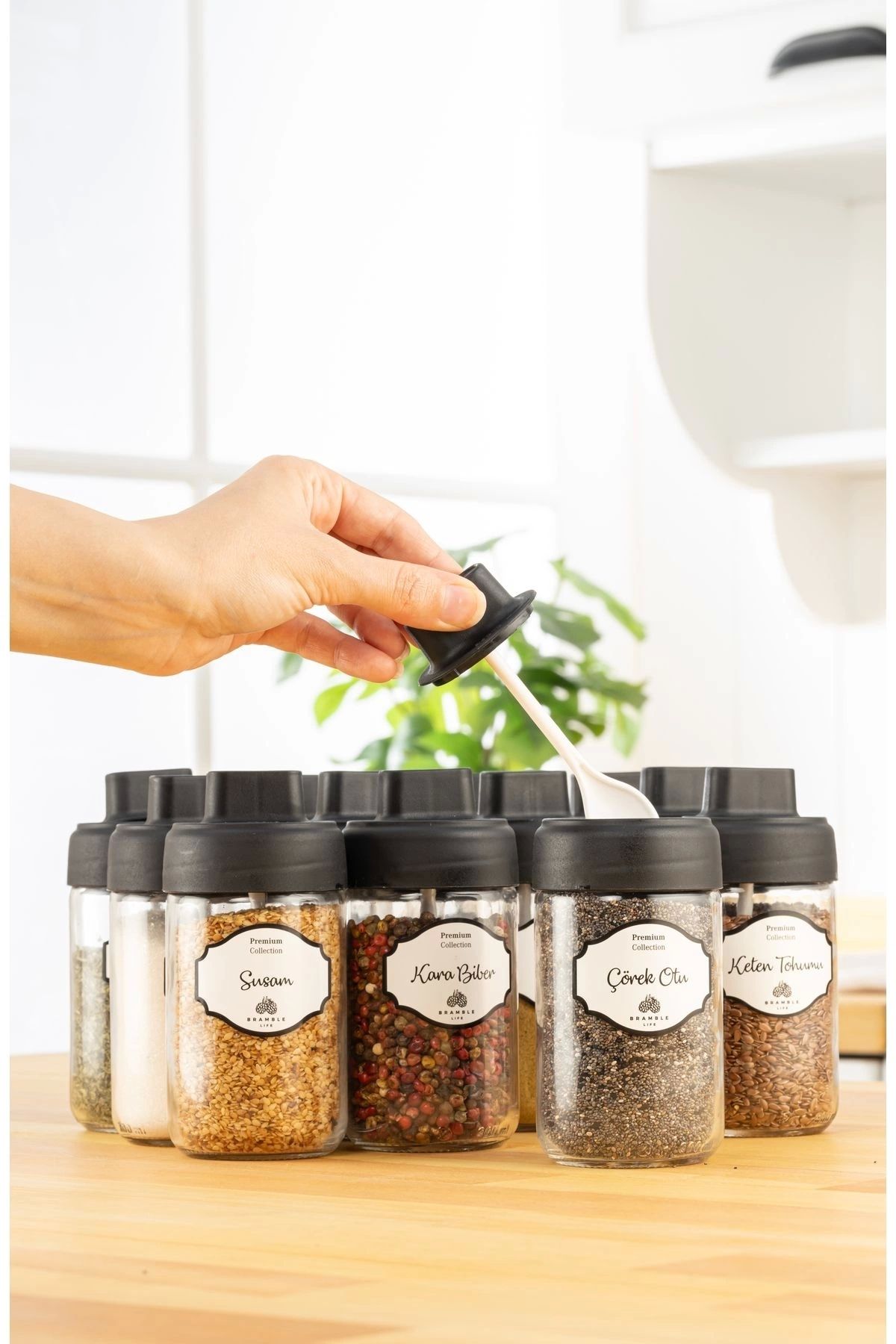 Glass spice jar lids store