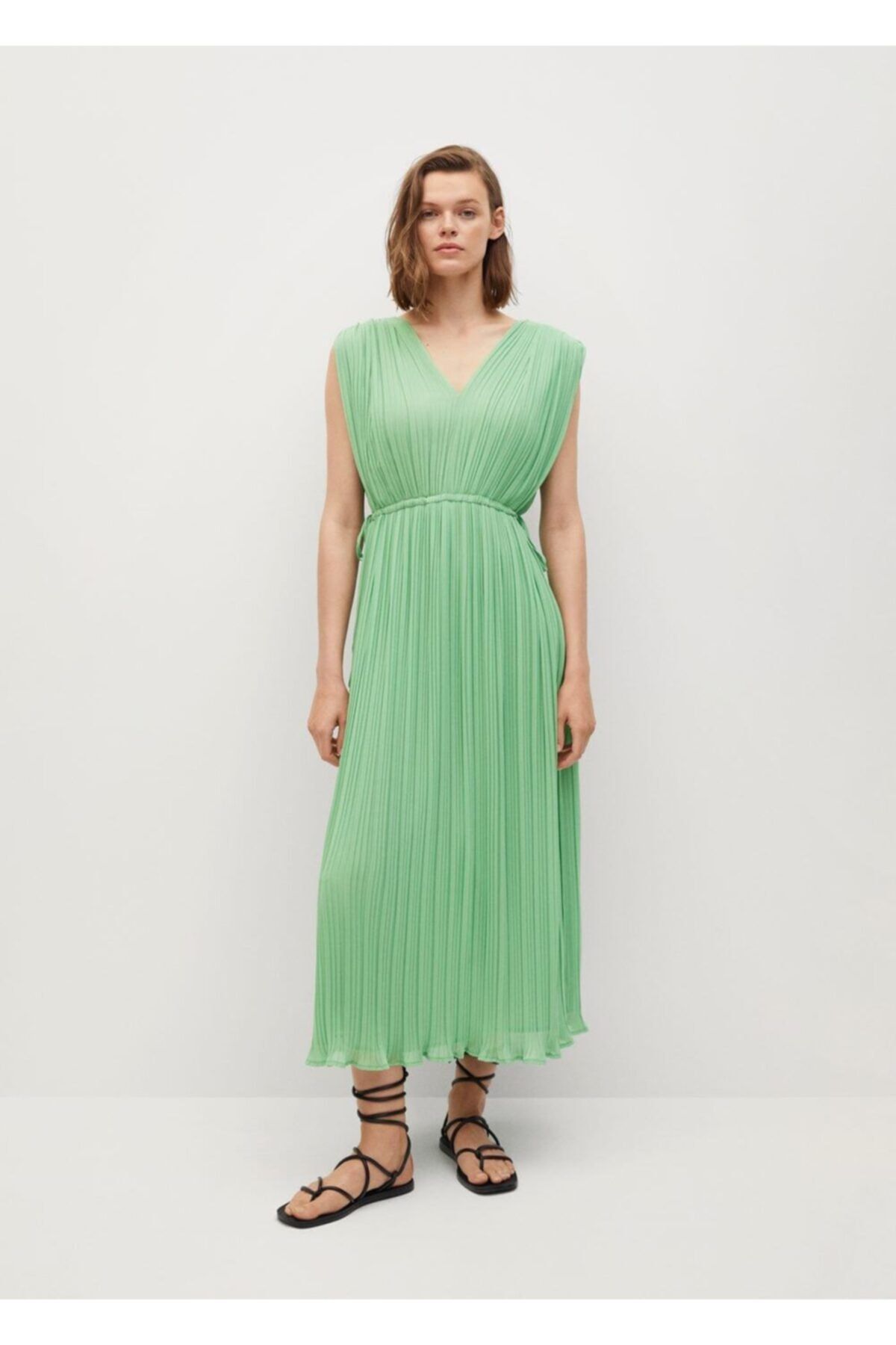 Pleated midi shop dress mango