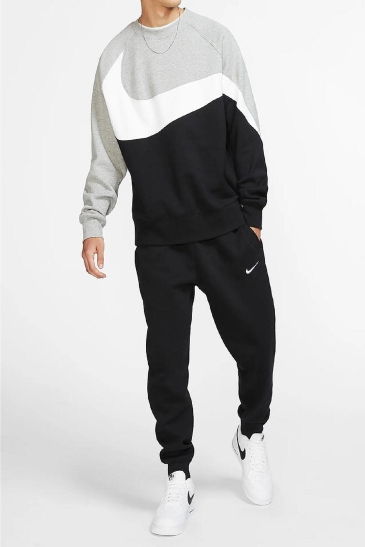 Nike sportswear fleece discount tracksuit black