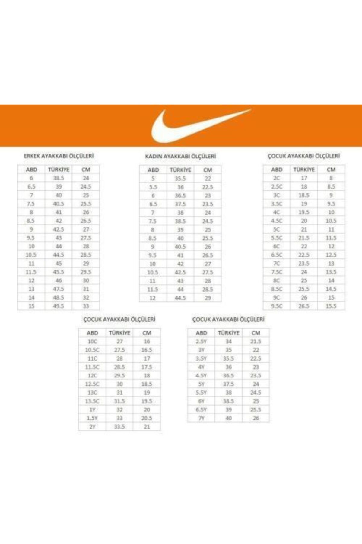 Size chart top air jordan 1