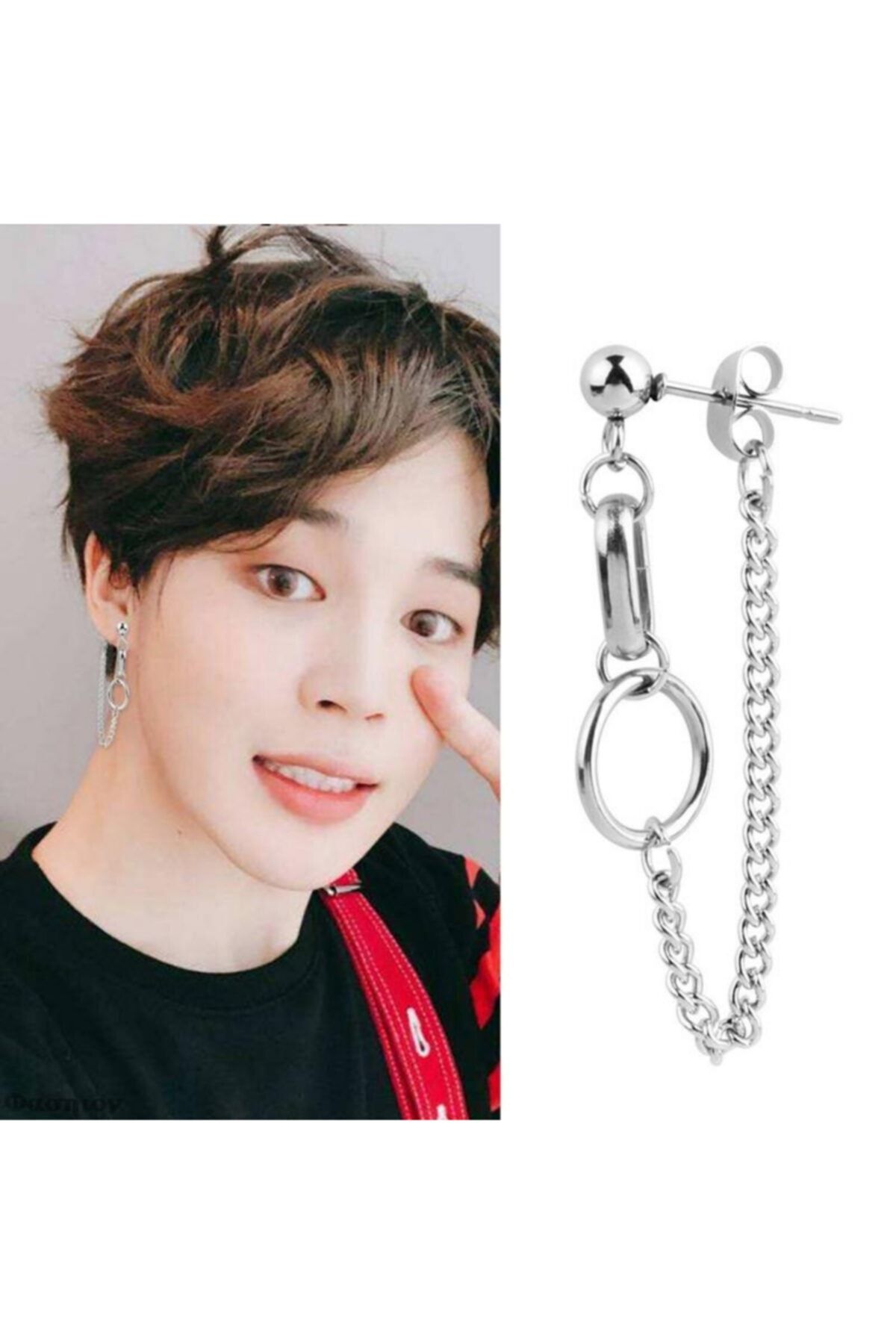 K Pop Idol BTS Earrings JIMIN Silver Gold Korean Jewelry Model on Grammy  Awards | eBay