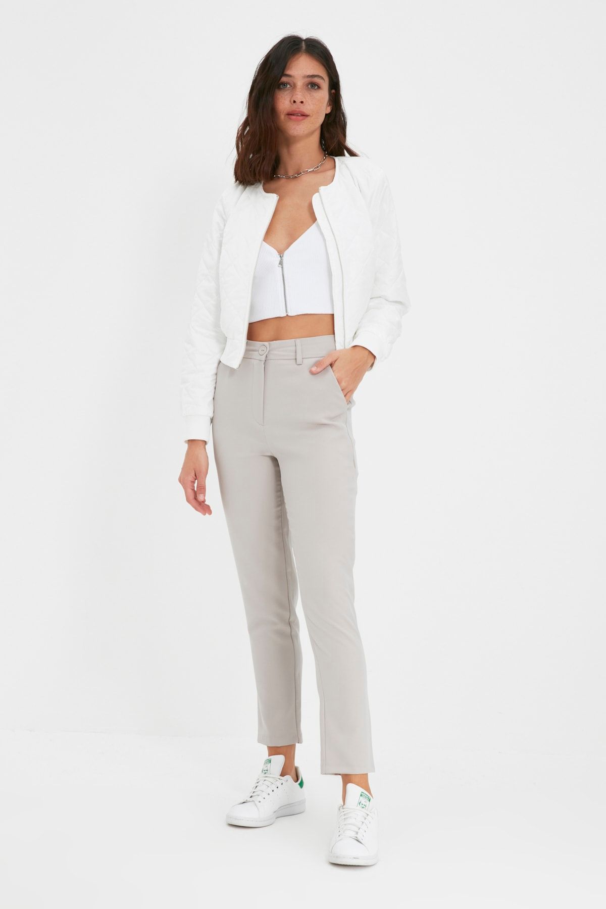 Gray cigarette pants hotsell