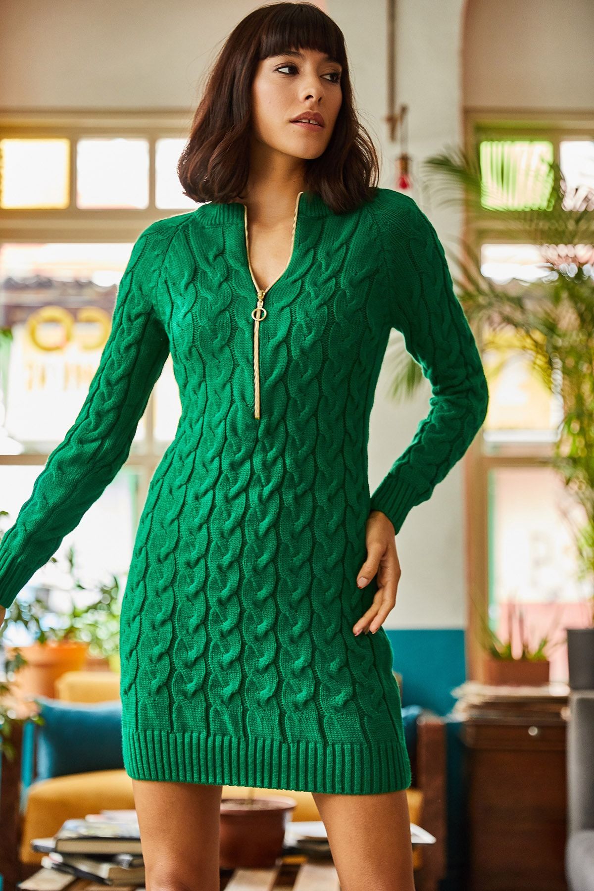 Emerald green knit dress cheap