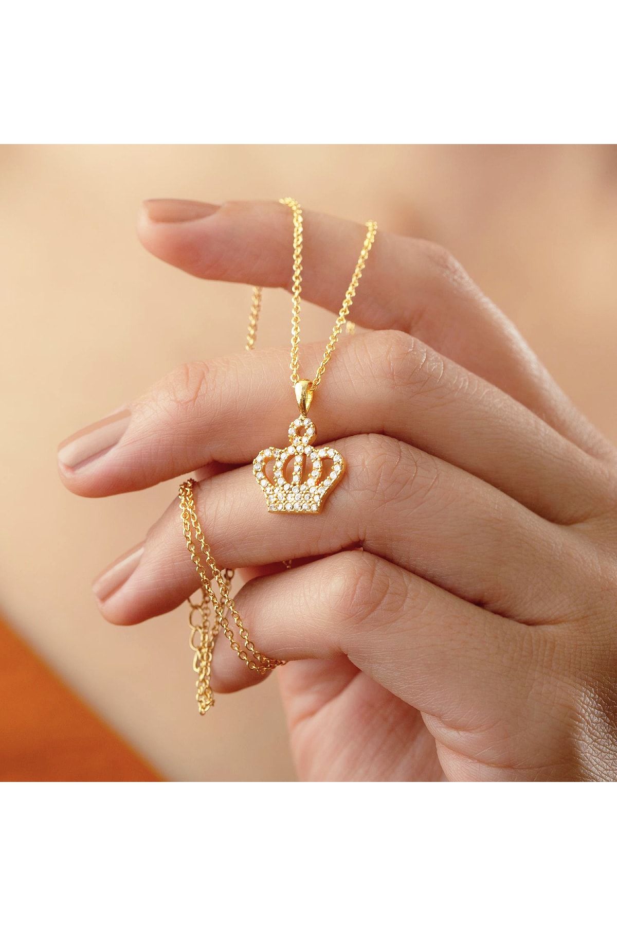 Buy Womens 18 CT Gold Plated Yellow Gold Colour White Diamond Crown Necklace  Free Elegant Gift Box Online at desertcartINDIA