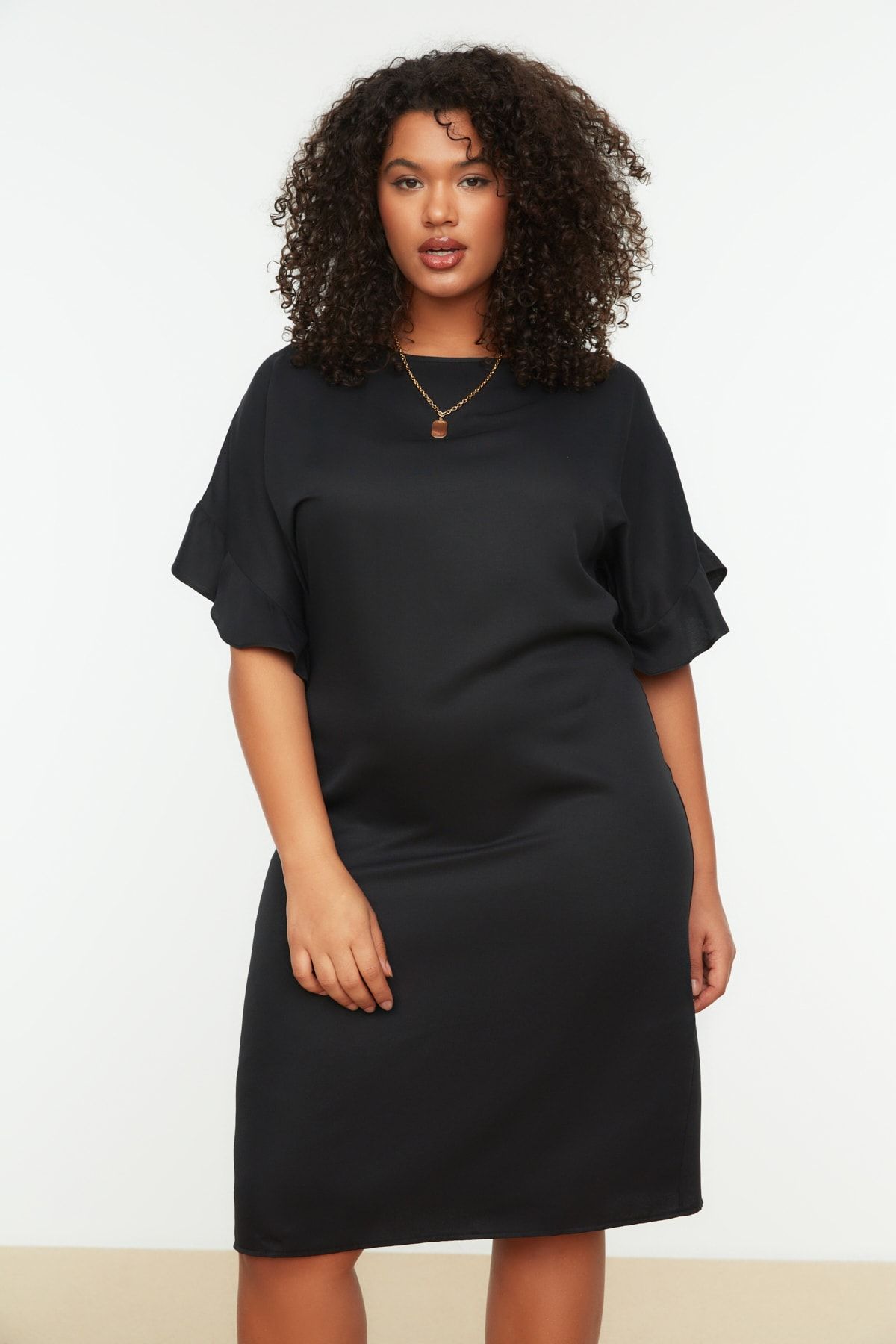 Trendyol Curve Plus Size Dress Black A line Trendyol