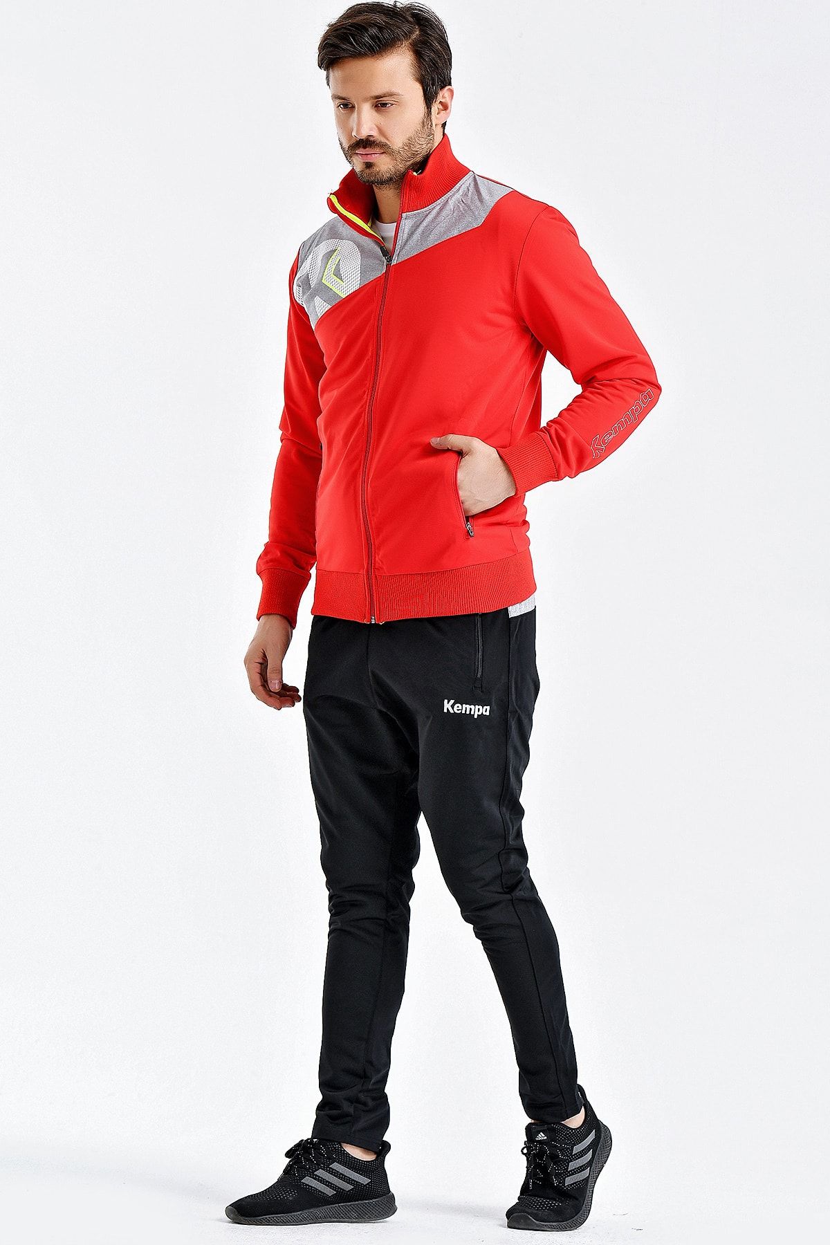 Red and hot sale grey tracksuit