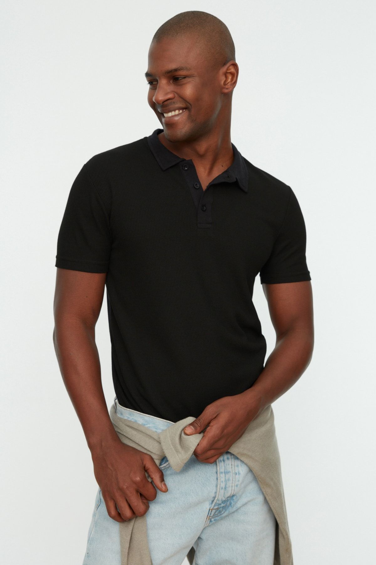 Black cotton deals polo