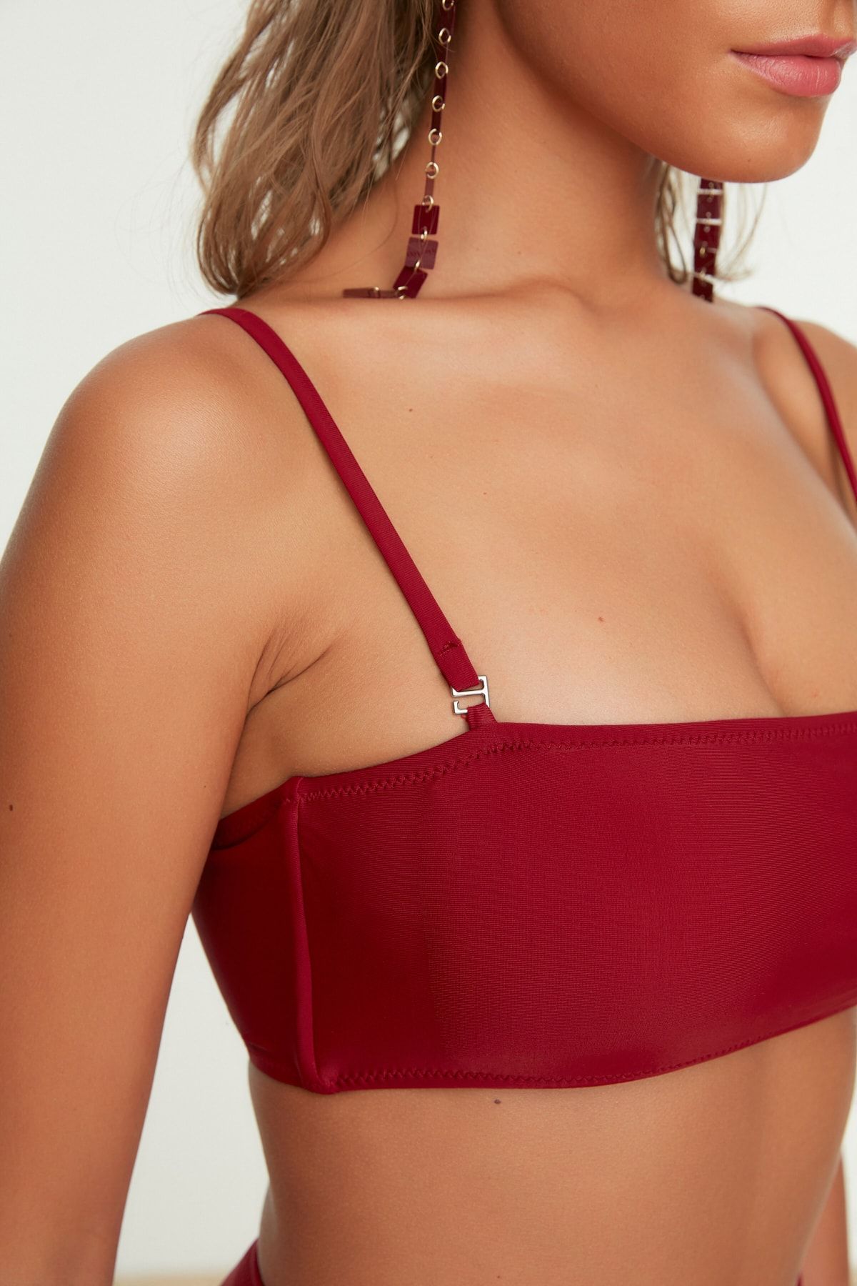 Burgundy bandeau bikini sale
