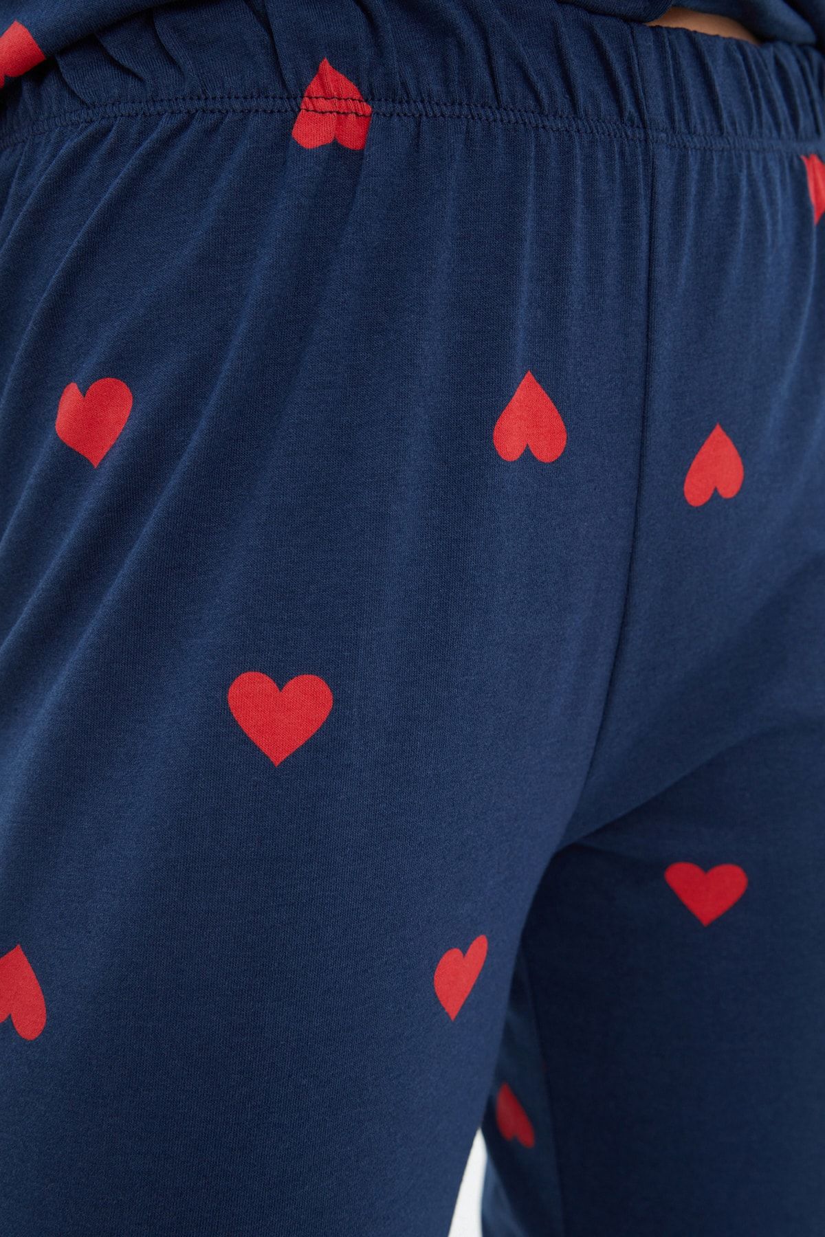 Trendyol Collection Navy Blue 100% Cotton Heart Printed Shirt