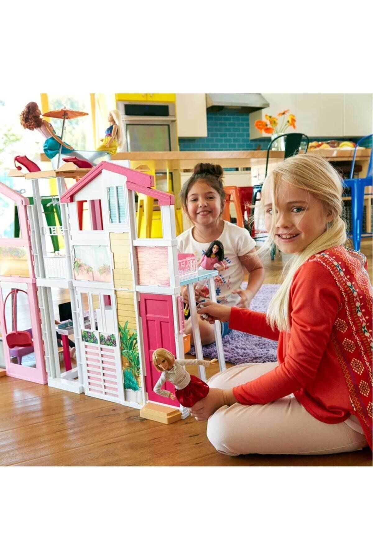 Barbie s Magnificent Malibu House Dly32 Yellow Box 5 Rooms Trendyol