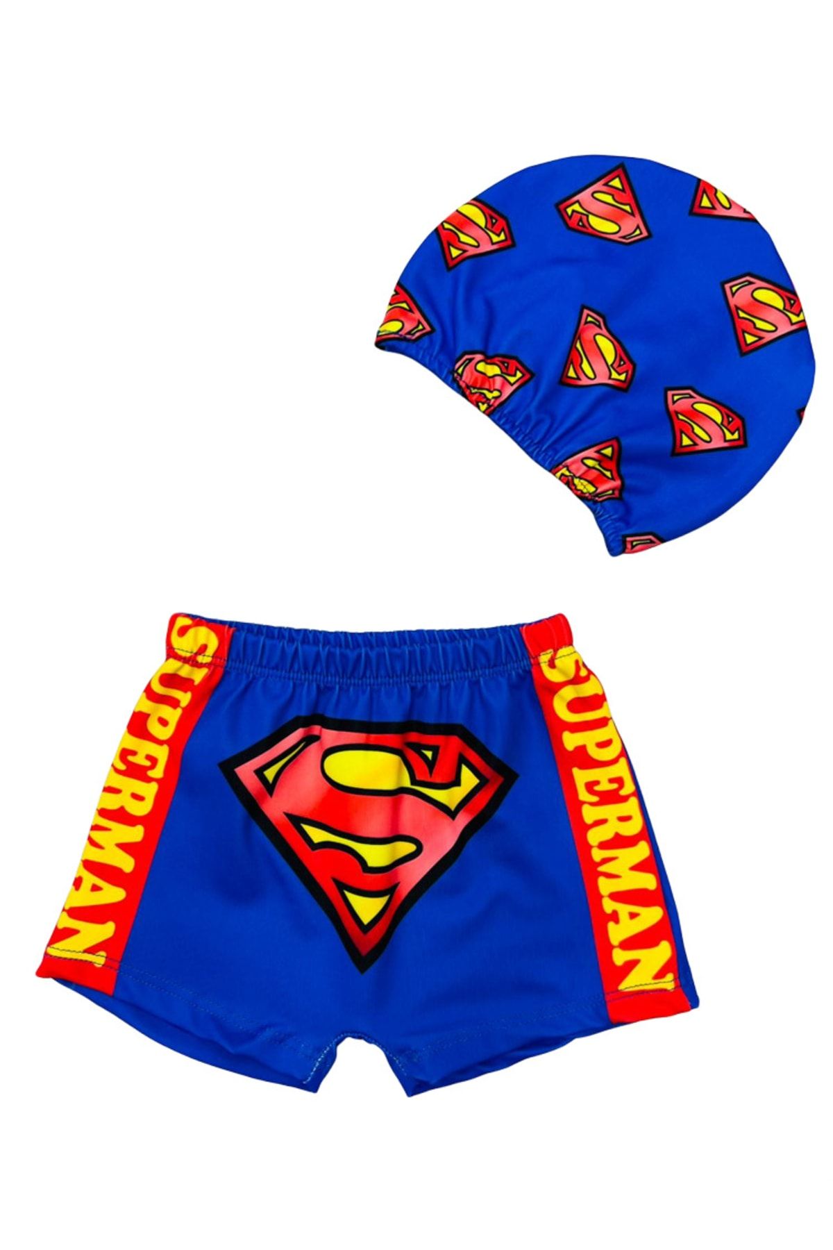 Lolliboomkids Boy s People s Hero Superman Themed Swimsuit Shorts