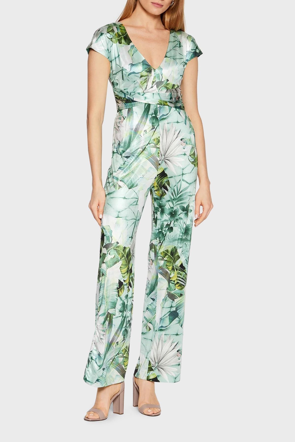 V neck short shop sleeve jumpsuit
