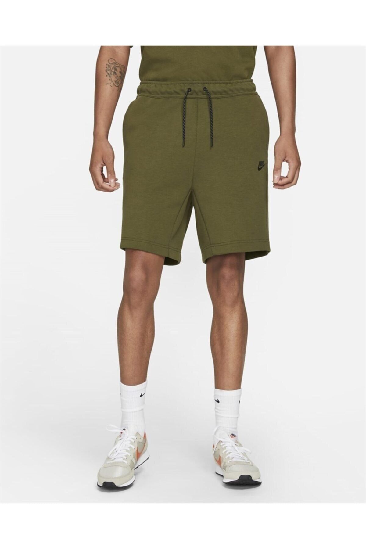 Green nike fleece shorts sales