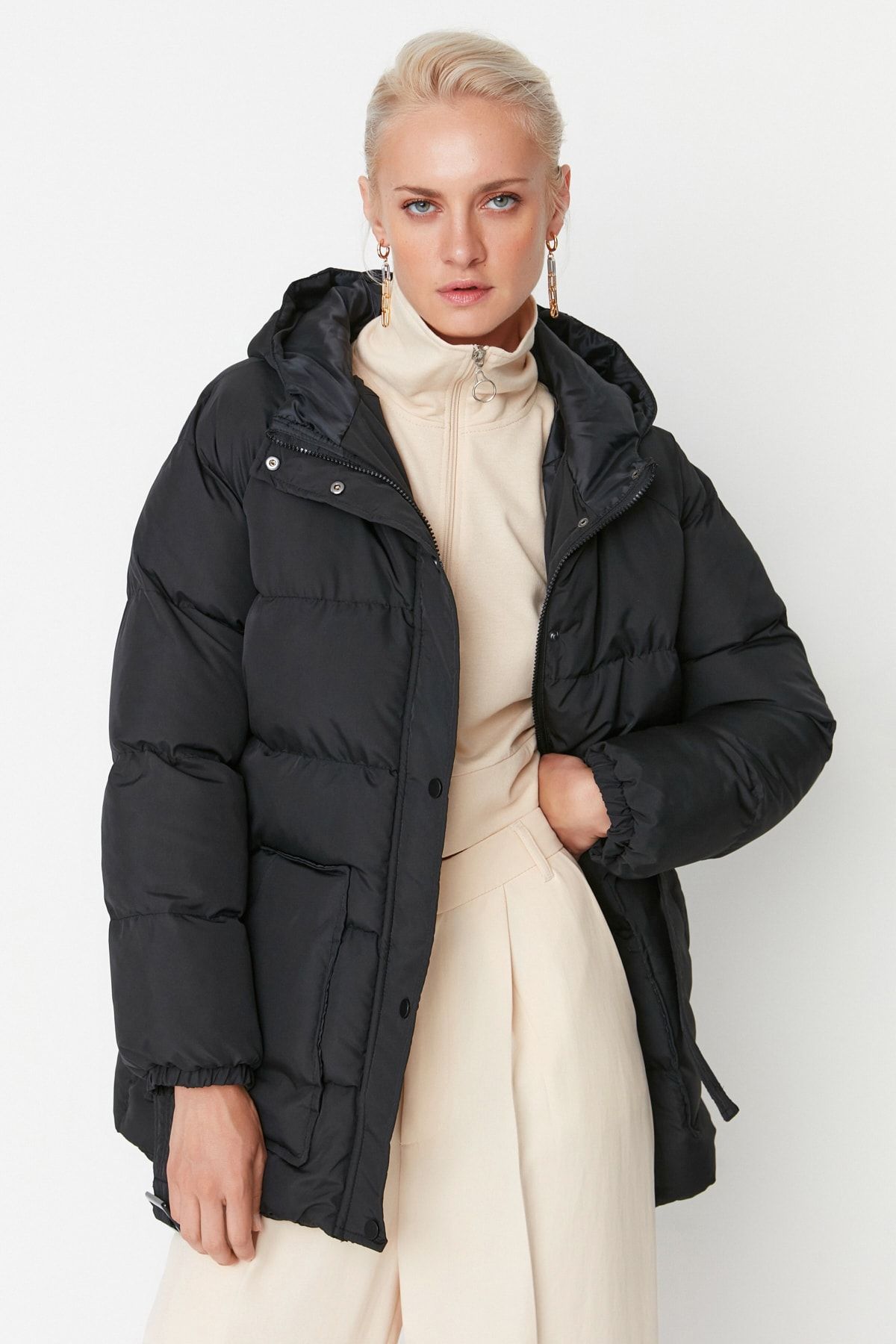 Trendyol Collection Winter Jacket Black Basic Trendyol